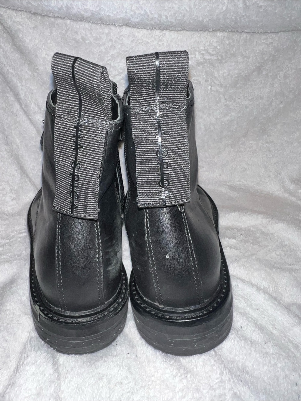 Via spiga kinley boots black leather combat with side zipper Size 7.5 - Picture 3 of 8